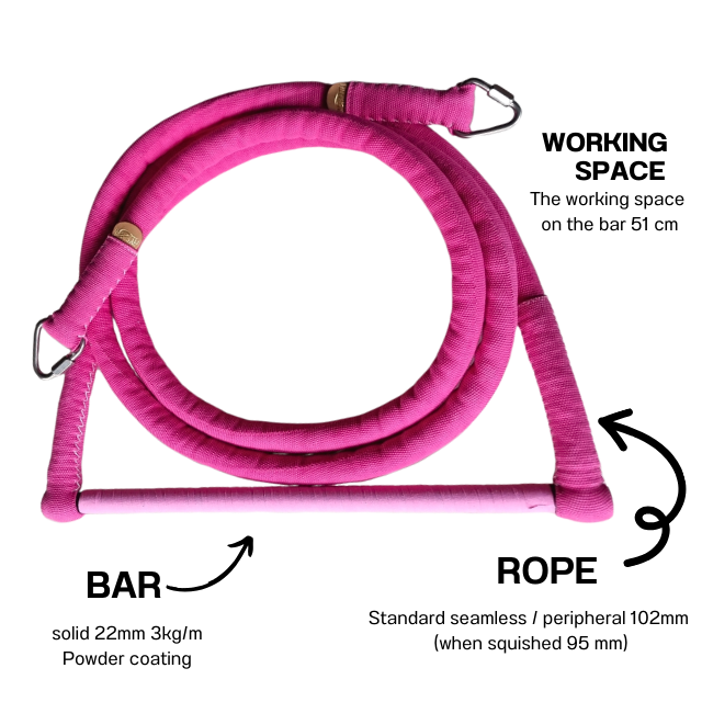 Trapeze Solo Bar - Cordelisse Style Rope Flow Aerial equipmentTrapeze Solo Bar - Cordelisse Style Rope | Flow Aerial Equipment | aerial hoop, aerial straps, aerial rope, trapeze, aerial pole , aerial equipment , thailand / circus gear